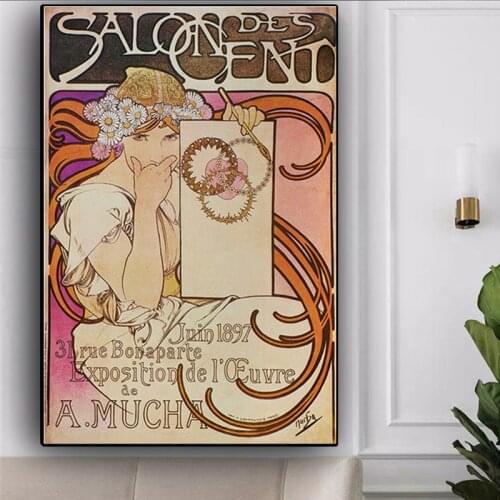 Alphonse Mucha Canvas Painting Art Posters and Prints Art Vintage Woman Canvas on The Wall Art Pictures Home Decoration No Frame