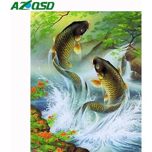 AZQSD Diamond Painting Mosaic Fish Picture Of Rhinestones Decor For Home Diamond Embroidery Mosaic Animal Needlework