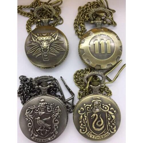 Free shipping Wolf 111 bird snake sales pocket watches men FOB chain gift 20pcs/lot