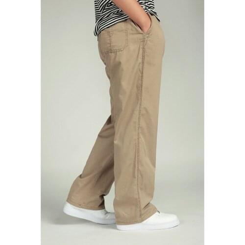 Spring Summer Cargo Pants Men Casual Cotton Pants Loose Baggy Joggers Elastic Waist Long Trousers Man Clothing Plus Size XL-6XL