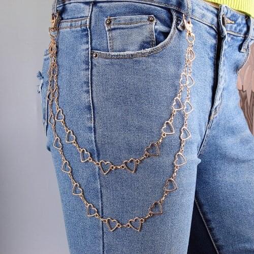 2021 New Simple Love Heart Shaped Waist Chains Men Women Street Fashion Pants Chain Clothing Accessories Jewelry Pants Chain