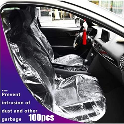 100pcs Plastic Car Seat Universal Disposable Car Seat Covers for Dust-Proof and Dirty-Proof Auto Parts NJ88