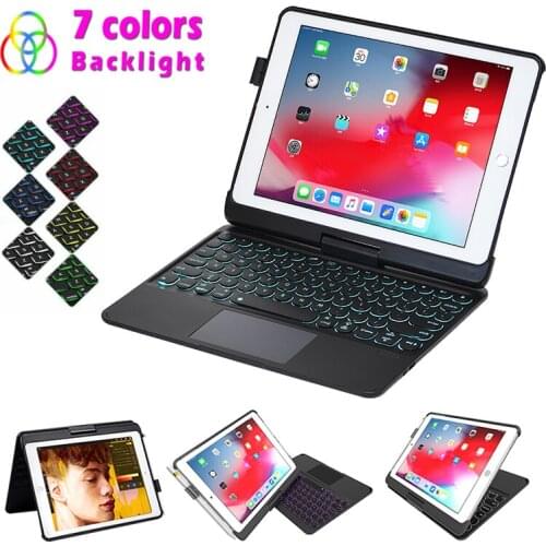 For iPad 9.7 2017 2018 Pro 9.7 Touchpad Bluetooth Keyboard Case Cover for iPad 5 6 Air Air 2 360 Rotation Stand Keyboard Case