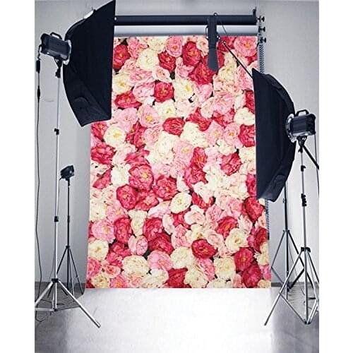 5x7ft Valentines Day Pink Flowers Photography Backdrop background