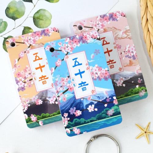 Zero Basic Japanese Toddlers Getting Started Self-Study 50 Kana Notes Quick Word Card Ring Button Children Portable Learning Art
