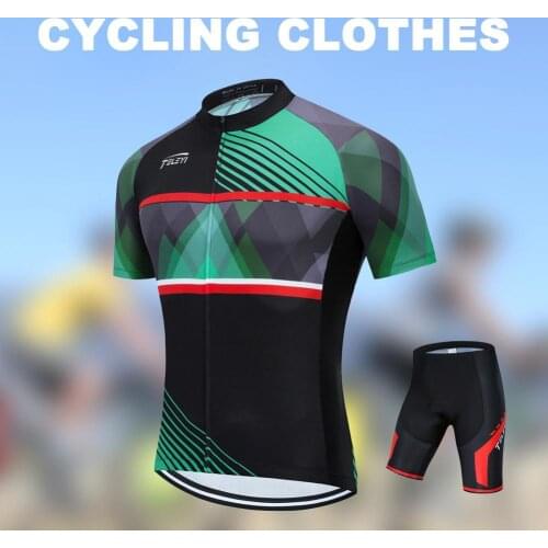 Cycling Jersey Set Quick Dry Elastic Flax Gel Padded MTB Riding Clothing Kit Mens Cycling Jersey Bib Shorts Black Sets
