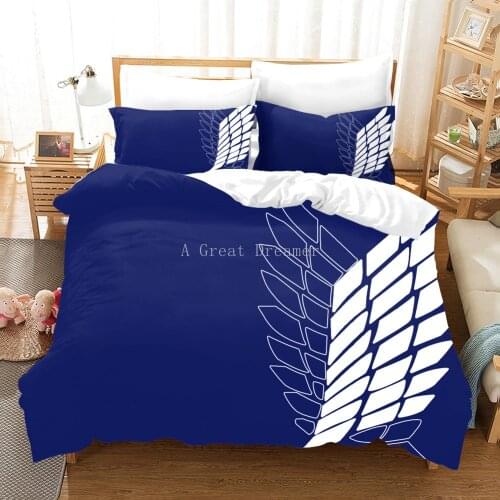 Anime Comforter Bedding Set Attack On Titan/Attacking Giant Duvet Cover For Teen Kids Bed Quilt Cover Linen Bedding 2/3 Pieces