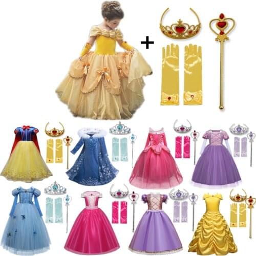 Cosplay Princess Costume For Girls Kids Halloween Carnival Party Fancy Dress Up Children Clothes Christmas Disguise