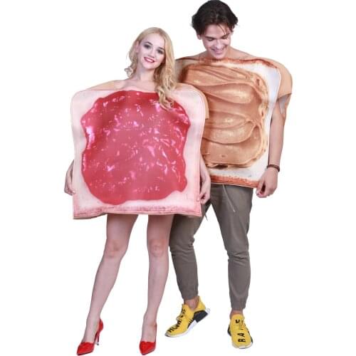 Adult Costume Food Jumpsuit 2 Piece Couple Funny Dress Jam Food Cosplay Set Halloween Party Fancy Derss Stage Carnival SL2600