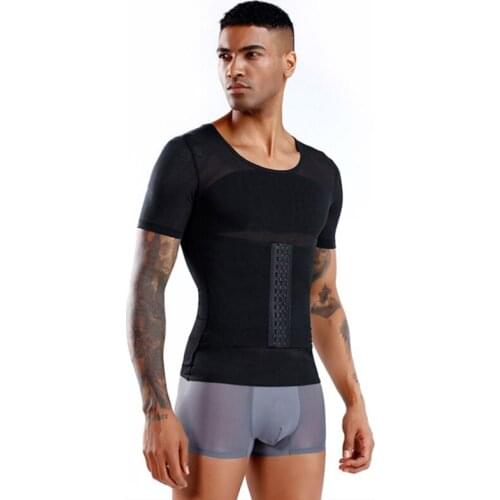 Summer mens body shaping clothing, abdomen, tight shape, invisible short sleeve shape clothing