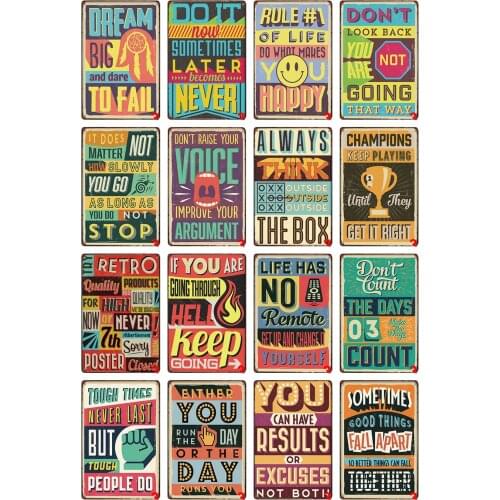 Dream Big and Dare To Fail Vintage Tin Signs Don't Look Back You Are Not Going That Way Classic Motto for Kids Gift Bar Decor