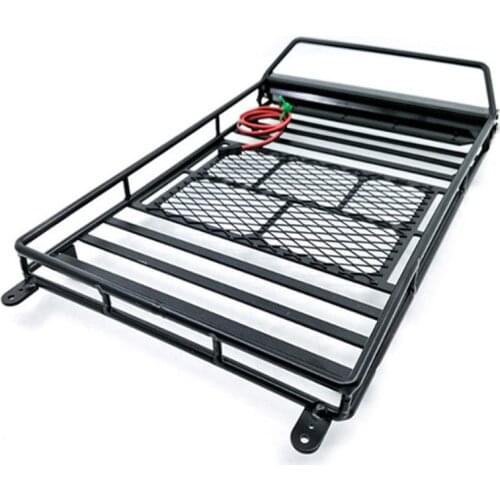 Metal Roof Rack Luggage Carrier with 36 LED Spotlight bar For 1/10 RC Crawler Traxxas Trx4 RC4WD Wrangler Axial Scx10