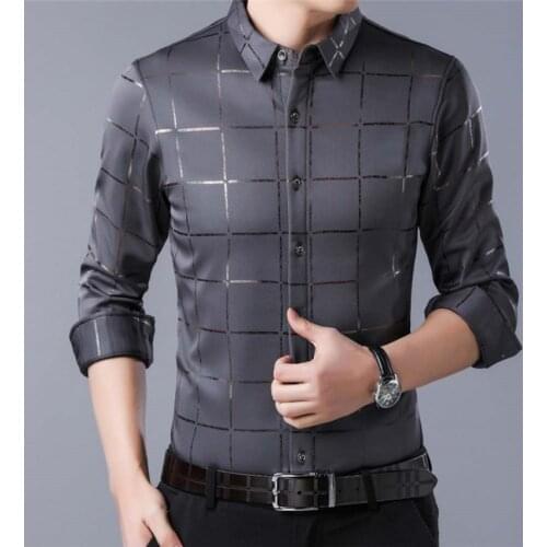 Men Shirt Long Sleeve Top Plaid Blouse Casual Shirts Summer Autumn Shirts Business Men Clothes camisa masculina