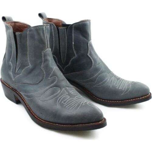 Western Cowboy Mens Boots Pointed Men Cowhide Genuine Leather Knight Boots Military Motocyle Martin Boots Handmade, EU38-44