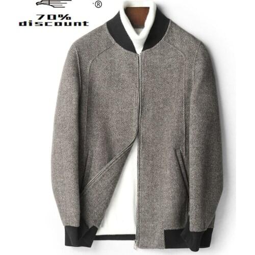 AYUSNUE 2020 Double-sided Wool Coat Men Casual Short Overcoat Autumn Mens Coats and Jackets Abrigo Hombre D-04-2952 KJ3022