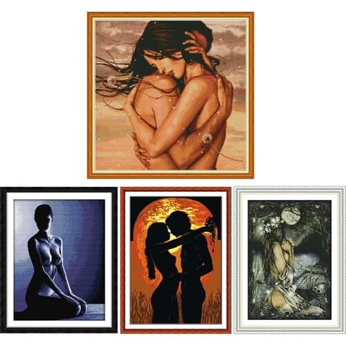 Body Art Series Handmade Cross Stitch Kits 11CT14CT Printed Patterns Crafts DMC on Fabric Sewing Needlework Embroidery Set Decor