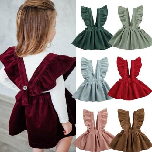 2020 Brand New Toddler Baby Girls Ruffles Sleeveless Corduroy Princess Dress Winter Outfits