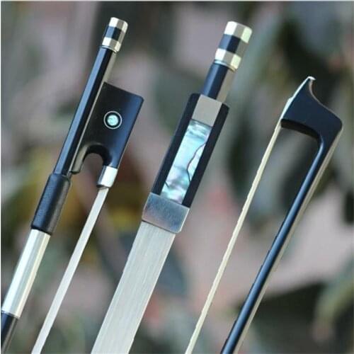 New light carbon fiber 4/4 violin bow nickel silver parts white horese hair