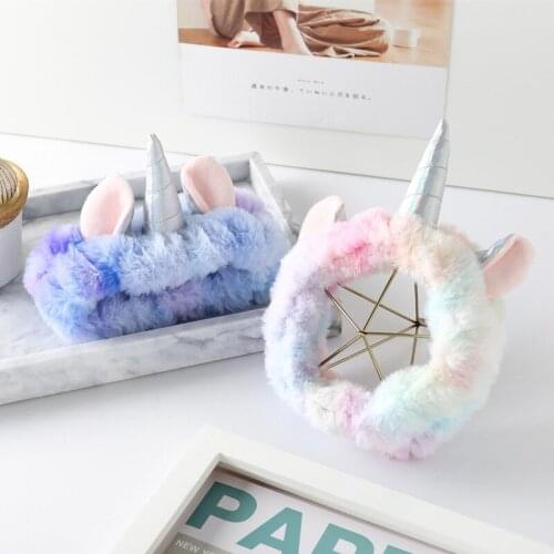 New Fashion Unicorn Horn Cute Cat Ears Comfortable Wash Face Bathe Hair Holder Elastic Headband Women Hairband Hair Accessories