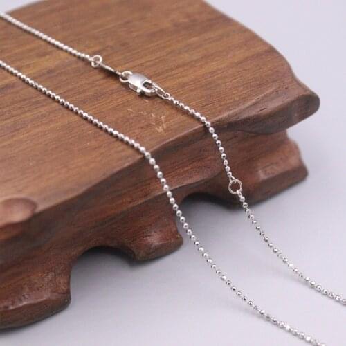 Real Platinum 950 Necklace Womens Cable Chain Female 1.1mm Carved Beads Chain 18inch Neckalce Jewellery Gift