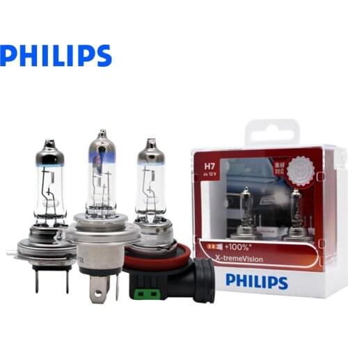 Philips X-treme Vision H1 H4 H7 H11 9003 9005 9006 HB3 HB4 Car Headlight Bright Halogen Bulbs ECE Approve 100% More Vision, Pair