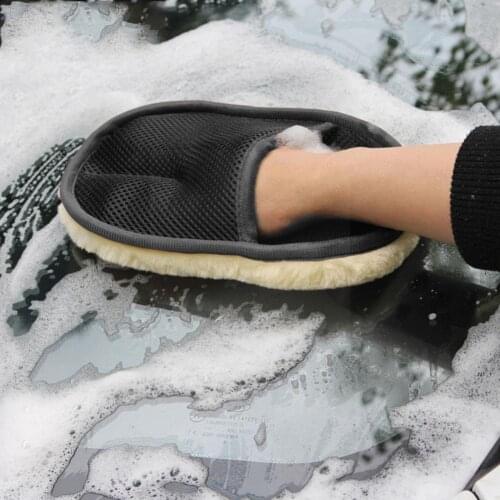 Plush Car Wash Gloves Car Imitation Wool Winter Car Waxing Polishing Cleaning Maintenance Tools Beauty Cleaning S1J3