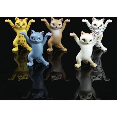 Cat Pen Holder Home Bookshelf Decoration Animal Statue Bracket Handmade Home Decoration Toy Weightlifting Cat Pen Holderst