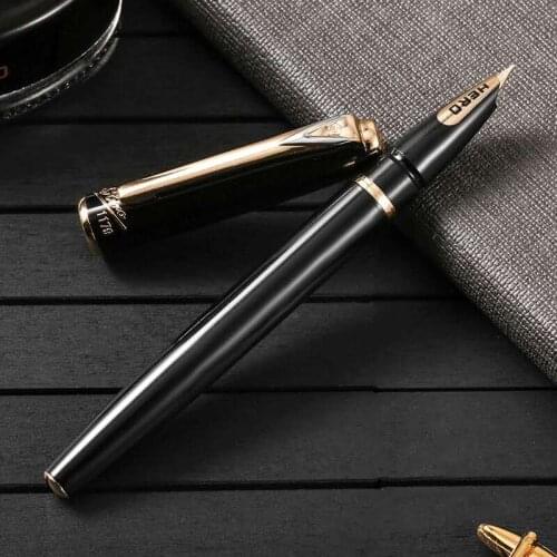 Hero 1179 10K Gold Fine Nib Fountain Pen Full Metal Ink Pen Hero Mark Section Business Office school supplies Writing Pens Gift