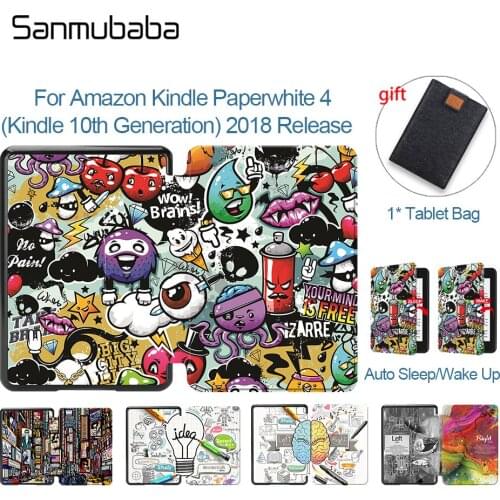 Sanmubaba Cartoon Case For Amazon Kindle Paperwhite 4 10th Generation Cover 2018 Slim PU Leather Smart Cover Protective Shell