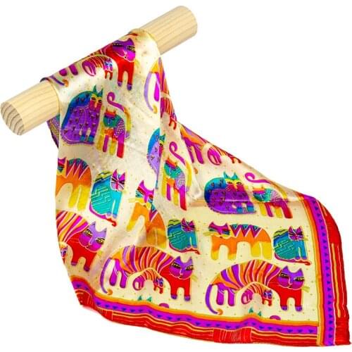 Natural Silk Scarf Women Bandana Female Cat Hair Scarf for Women Silk Headband Womens Square Silk Neck Scarf Face Mask Scarf