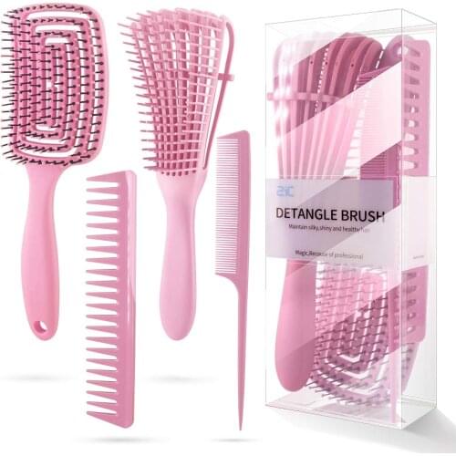 Flex Hair for 3a to 4c Wet/Dry/Long Detangler Hair Brush Set Scalp Care Brush Hair Edge Control Kinky Wavy Thick Curly 3/4/5Pcs
