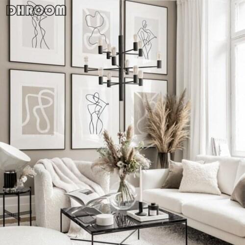 Nordic Abstract Line Art Figure Drawing Canvas Print Wall Art Painting Nordic Beige Style Poster Morden Living Room Decoration