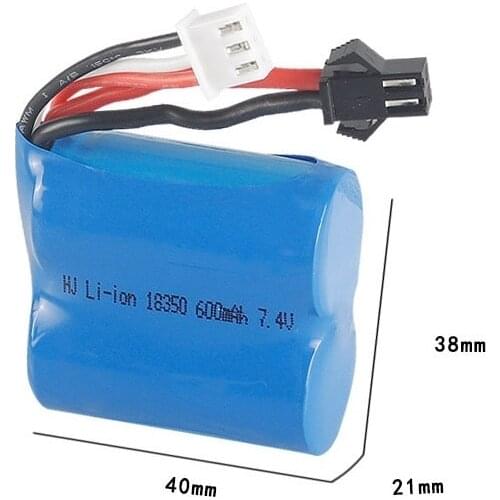 Teranty 7.4v 600mAh Li-ion battery for H100 H102 18350 7.4v Li-ion Battery for JJRC S1 S2 S3 S4 S5 High Speed RC boat 1pcs 10pcs