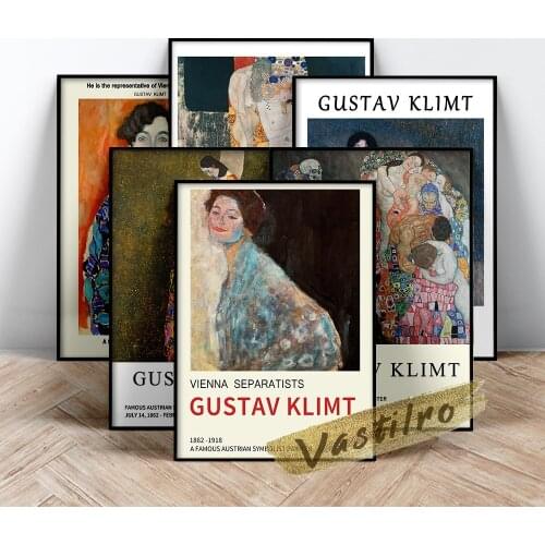 Gustav Klimt Exhibition Museum Vintage Canvas Painting Prints Art Retro Poster Wall Picture Modern Home Decor Wall Stickers Gift