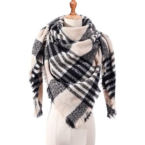 Women Cashmere Scarf New Designer Brand Triangle Winter Scarves Pashmina lady Shawls And Wraps Foulard Knit Blanket Neck Striped