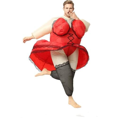 Halloween Inflatable Barmaid Lady Women Mascot Costume Suits For Adult Blow Up Suit Party Cosplay Game Outfits Dress