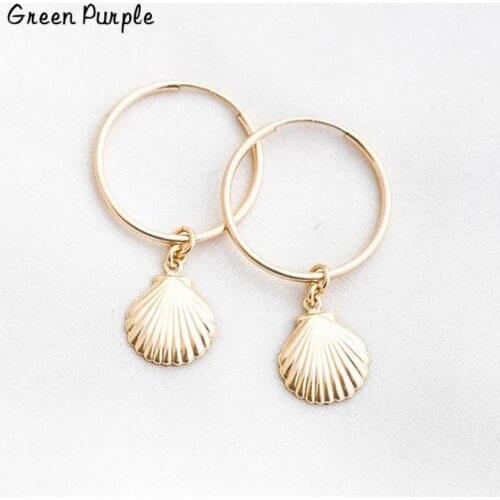 Gold Shell Earrings Handmade Jewelry Circle Earrings Boho Brincos Minimalism Pendientes Oorbellen Earrings for Women