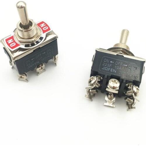 10pcs Momentary Toggle Switch 223F 6-Pin 3 Position ON-OFF-ON DPDT 15A 250VAC Self-reset Switches with Waterproof Cap