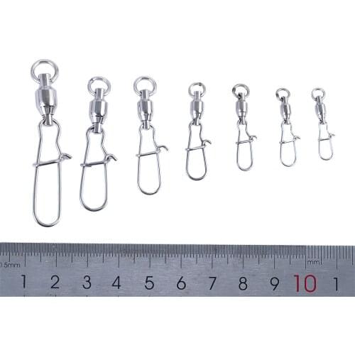10 Pcs Reinforced Interlock Snap Steel High Rolling Lure Hook Connector Fishing Line Connector Ball Bearing Fishing Swivels