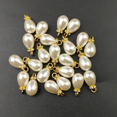 30pcs 10*14mm Sewing Ivory Pearl Beads Sew On Rhinestone Teardrop Pearl Pendant Beads DIY Beading Jewelry Making DIY