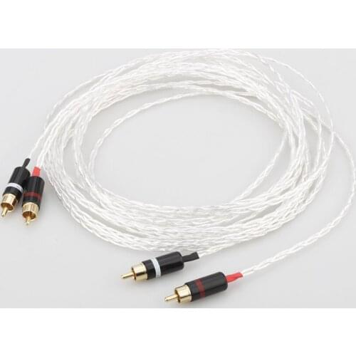3AG Silver audio cable Hifi RCA interconnect cable with Gold plated plug for Amplifier CD player