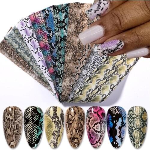10pcs/set 3D Sexy Snake Nail Art Stickers Nail Foils Leopard Wild Animal Transfer Sticker Foils Wrap Nail Art Decorations Decals