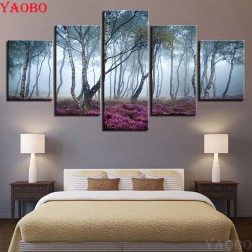 5d diy diamond painting 5 Pieces Forest Landscape full square round drill mosaic rhinestones embroidery beads cross stitch kit