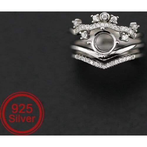 6.5MM Round Prong Bezel Solid 925 Sterling Silver DIY Adjustable Stackable Ring Settings for Moissanite Gemstone 1294162