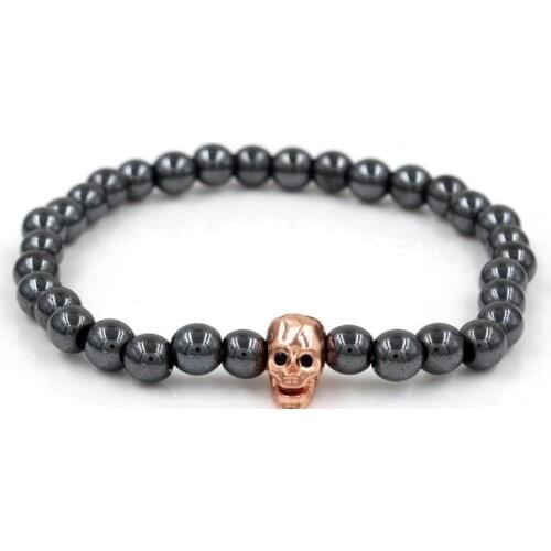 6mm bmk64 gold silver Copper cz zircon cubic zirconia elastic adjusted stone hematite agate Onyx Buddha Prayer Yoga Bracelet