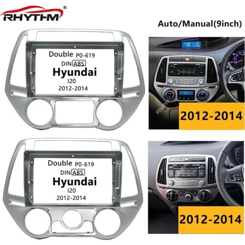 Car Frame for Hyundai I20 2012 2013 2014 Auto/ Manual Dashboard Accessories Refitting Stereo 9 inch Car Fascia Panel Trim Kit