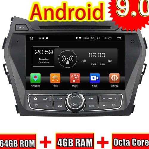 Topnavi 8'' Android 9.0 Car Auto DVD Player Radio For Hyundai IX45/Santa Fe 2013-2014 Automotive GPS Navigation Stereo Octa Core