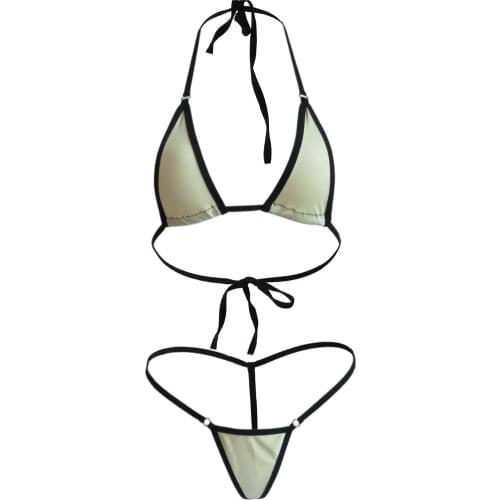 Bikini 2019 Sexy Sling triangle Edge Open back Thong girl Beach Sunbathing spa swimwear women swimsuit biquini bikinis monokini