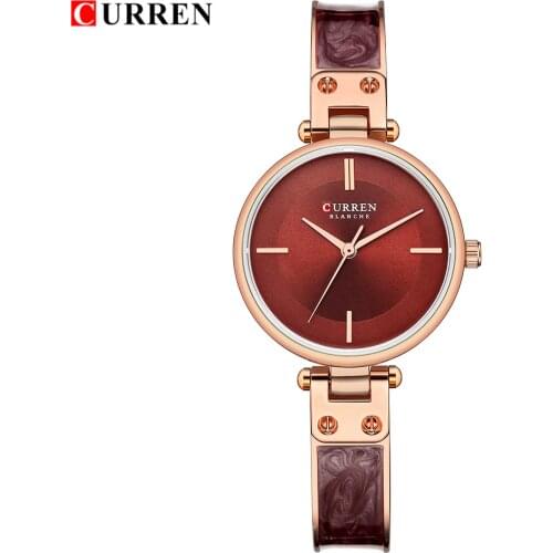 CURREN Luxury Brand Rose Gold Women Leather Watches Fashion Luxury Quartz-Watches Brand Ladies Casual Dress Sport Watch Clock