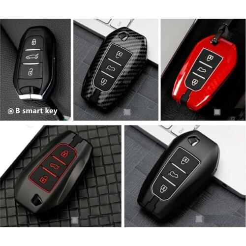 Car Silicone Metal Keychain Case Shell Cover For Peugeot 2008 3008 301 508 408 301 For Citroen Elysee C4L C3-XR DS6 Accessories